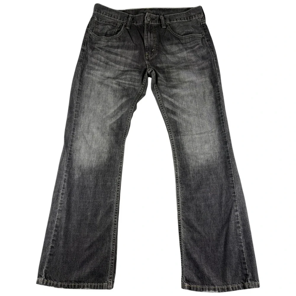 Levi's 527 Slim Bootcut Jeans Mens 34x30 Gray Denim Cotton Faded Western Cowboy